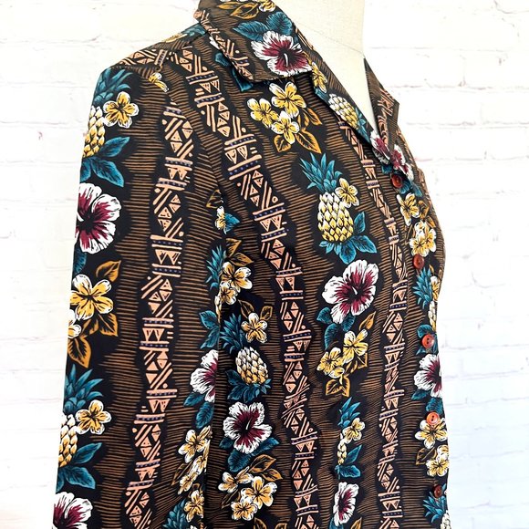 Vintage 80's Hilo Hattie Blouse - Tribal Hawaiian Print - Size Junior 5 - Picture 4 of 8